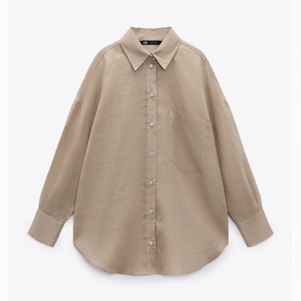 NWT! Zara Linen Shirt with Pocket | Size XS